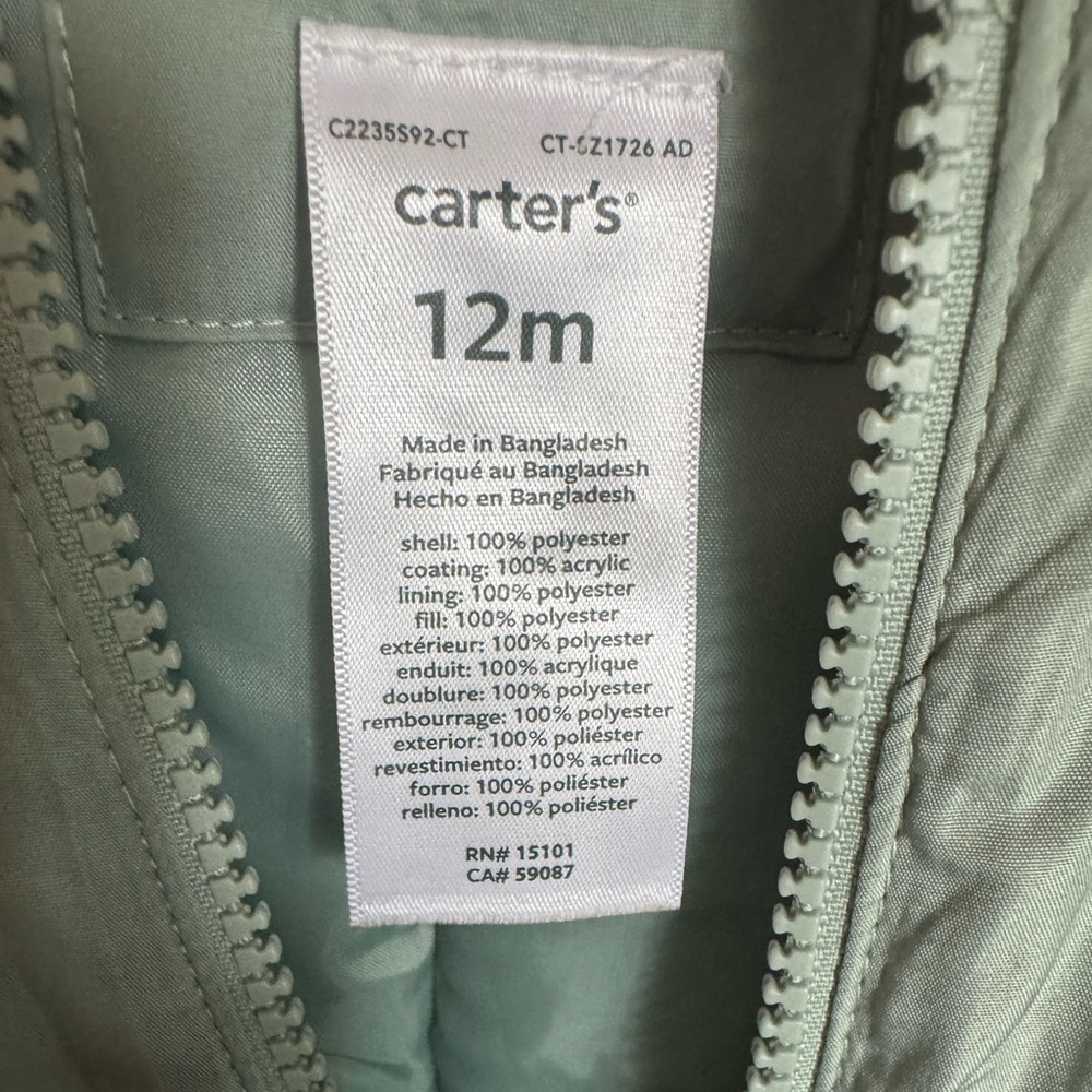 Carter's Mint Green and Pink Baby Snow Suit